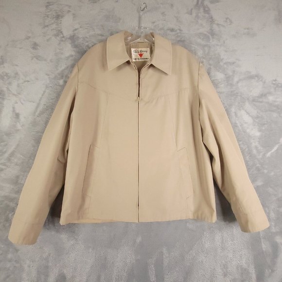 Vintage Field & Stream Mens Windbreaker Zipper Collared Pockets Button Khaki 44R - Picture 1 of 8